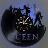 Smotly The Queen Rock Music Band Vinyl Wanduhr, LED 7 Farben Nachtlampe Retro Wanduhr, Wohnzimmer, Küche, einzigartige Geschenke, handgefertigte Heim-Wanddekoration (mit Licht)