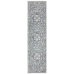 Kadima Design Maschinenwaschbarer Traditioneller Vintage-Teppich aus recycelten Fasern, rutschfest - `Hald`. Farbe: Türkis, 60x230 cm