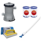 Bestway - Poolsauger AquaCrawl & Filterpumpe 2006 L/u & 2 Filter Typ II & WAYS Scheuerbürste