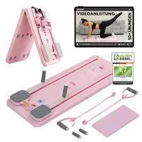 Pilatexx Pro - Faltbarer Pilates Reformer inkl. Videobibliothek (50+ Übungen) & Trainingspläne - 6 in 1 Komplettset – gelenkschonendes Ganzkörpertraining (Rosa)