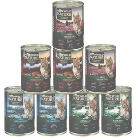 Dehner Wild Nature Nassfutter für Katzen, Probier-Set, 8 x 400 g Dose (3.2 kg)