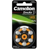 Camelion Hörgerätebatterie ZincAir A13, 280 mAh, PR48, orange, Zink-Luft, 6 Stück