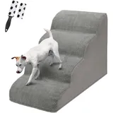 LIANTRAL Hundetreppe für Kleine Hunde, 4 Stufen Hundetreppe für Bett und Sofa aus Hochdichtem Schwamm, Katzentreppe Hunderampe mit Abnehmbarem, Waschbarem Bezug und Tierhaarentferner-Rolle, 50 cm Hoch