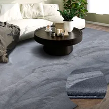 Villeroy & Boch Teppich VILLEROY & BOCH "Leon", grau (anthrazit), B:200cm H:15mm L:290cm, Polyester, Teppiche, Teppich, Langflor, Shaggy, uni, flauschig weich, glänzend, Kaninchenfell Haptik