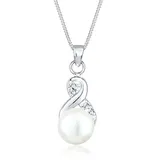 Elli Halskette Infinity Kristalle Süßwasserzuchtperle Silber/Weiß