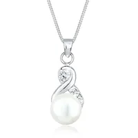 Elli Halskette Infinity Kristalle Süßwasserzuchtperle Silber/Weiß