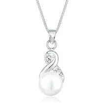 Elli Halskette Infinity Kristalle Süßwasserzuchtperle Silber/Weiß