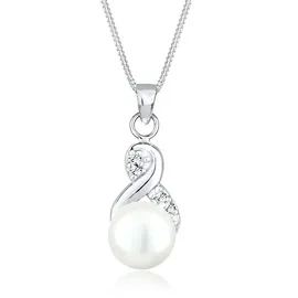 Elli Halskette Infinity Kristalle Süßwasserzuchtperle Silber/Weiß