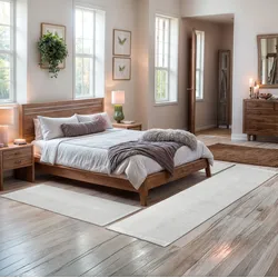 Bettumrandung MY HOME "Woolscape 1", beige (naturweiß), H:10mm, Obermaterial: 100% Wolle, Bettumrandung, Wendeteppich, handgewebte Qualität, Uni, reine Wolle, Wohnzimmer