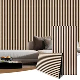 AKK-PANE Akustikpaneele Holz 120x60cm, 2 Stück 1,44m2 3D Wandpaneele Holz, Akustik Paneele Wand für Küche, Wohnzimmer, Büro, Umweltfreundlich Holzpaneele Wand mit Schalldämpfung(Eiche klassisch 13#)