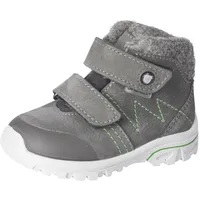 Snowboots PEPINO BY RICOSTA "Dario WMS: normal", Kinder, Gr. 19, grau, Leder, Textil, casual, Schuhe, Klettstiefel, Winterstiefel, Babystiefel mit Klettverschluss