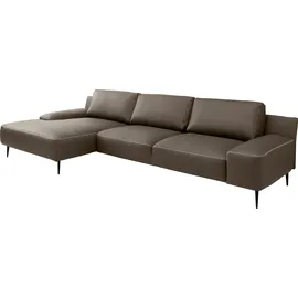 Designwerk Ecksofa DESIGNWERK "Forma L-Form, zeitloses Designsofa mit aktuellem Fuß", braun (mud), B:344cm T:162cm, Leder;Struktur 98% Polyester, 2% Acryl, Sofas, Ecksofa, in hochwertiger Verarbeitung & tollem Sitzkomfort