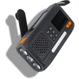 Alkia Notfallradio, Kurbelradio, FM/DAB+/DAB tragbares Solarradio mit 4000mAh Powerbank, Telefon-Ladegerät, USB-Ladung, Handkurbel, SOS Alarm, 3-Modus-Taschenlampe, für Outdoor, Camping (Grau schwarz)