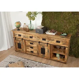 Massivmoebel24 Sideboard 200 x 90 x 45 cm Natur lackiert / Beige