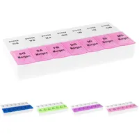 WELLGRO Tablettenbox für 7 Tage, je 2 Fächer pro Tag, 4 Farben zur Auswahl, Farbe:Rosa