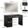 Vicco Schminktisch Omira Schwarz, 120 cm mit LED-Spiegel und Hocker