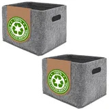 DuneDesign 2er Set: Recycling Filz Aufbewahrungsbox - 32x26x23 Filzkorb Organizer - Aufbewahrungskorb Faltbar - Regaleinsatz Korb - Ordnungsbox für Regale - Kinderzimmer Aufbewahrung - Filzbox Grau