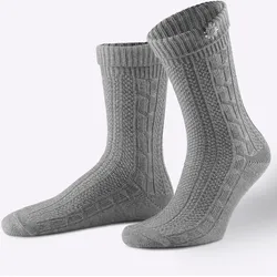 Trachtensocken, Damen, Gr. 2, grau (grau, meliert), 80% Baumwolle, 18% Polyester, 2% Elasthan, Socken