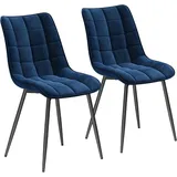 Woltu Esszimmerstuhl Samt blau 2er Set