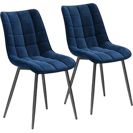 Woltu Esszimmerstuhl Samt blau 2er Set