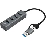 MicroConnect USBHUB4-2IN1 Schnittstellen-Hub USB 3.2 Gen 1 (3.1 Gen 1) Type-A 5000 Mbit/s Schwarz