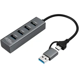 MicroConnect USBHUB4-2IN1 Schnittstellen-Hub USB 3.2 Gen 1 (3.1 Gen 1) Type-A 5000 Mbit/s Schwarz