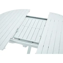 vente-unique Garten-Essgruppe: Tisch, ausziehbar 150/200 cm, – 6 stapelbare Sessel – Aluminium - Hellgrau & Weiß - YOHA... von MYLIA