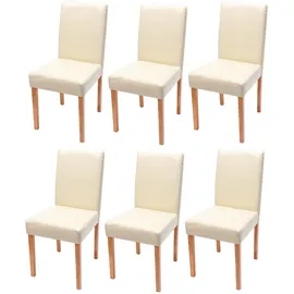 Mendler 6er-Set Esszimmerstuhl Stuhl Küchenstuhl Littau - Leder, Creme, helle Beine