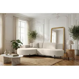 WFL GROUP Eckcouch Chenille 3-Sitzer Creme
