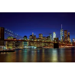 Fototapete PAPERMOON "BROOKLYN BRIDGE-NEW YORK CITY SKYLINE", bunt, B:4,00m L:2,60m, Vlies, Tapeten
