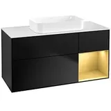 Villeroy & Boch Finion Waschtischunterschrank F711HFPD 120x60,3x50,1cm, Regal rechts Gold matt, Black matt lacquer