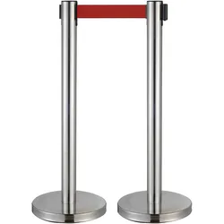Oviala Business MobeventPro Leitpfosten mit Gurtband verchromt Rot