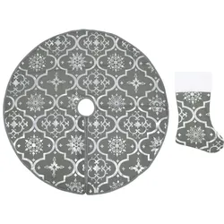 vidaXL Luxus-Weihnachtsbaumdecke mit Socke Grau 90 cm Stoff
