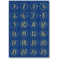 GRAVURZEILE Adventskalender Adventskalender Zahlenaufkleber zum Basteln (mit 24 farbigen Zahlen), für Weihnachten zum Selbstgestalten blau