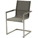 Gravidus 4er Set Freischwinger Schwingstuhl Gartenstuhl Esszimmer Garten Stuhl Taupe