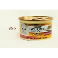 (EUR 7,35/kg) Gourmet Gold Zarte Häppchen mit Lachs und Huhn: 96x 85 g