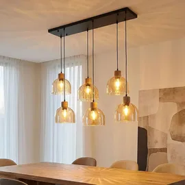 GLOBO LED Pendelleuchte 1-flg. 36 cm rechteckig Schwarz/Gold/Braun