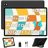 Tablet Android 14 Tablet 10 Zoll mit 5G WiFi 6 Octa-Core, Kinder Tablet 20GB RAM+128GB ROM (TF 1TB), Tablet Widevine L1, Tablet für Kinder Parental Controls,6000mAh, Bluetooth 5.0, Tablet Kinder Black