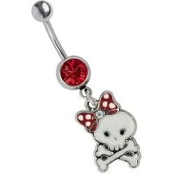 Bauchnabelpiercing ADELIA ́S "Piercing  Piercing Bauchnabelpiercing", Damen, rot, Titan, modisch, Piercings, Titan Banane - Totenkopf Anhänger mit rotem Zirkonia
