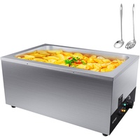 Vevor Edelstahl Buffetwärmer Speisewärmer 1200 W, 1 x 26,4 L Buffetbehälter, 555 x 355 x 260 mm Wärmebehälter, inkl. Schöpfkellen mit langem Griff & Trockenbrennanzeige, für Kantine, Café usw.