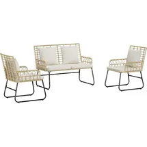 vidaXL Garten Essgruppe 3 pcs Braun und Creme Poly-Rattan, Stahl - Braun