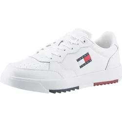Sneaker TOMMY JEANS "TJM RETRO ESS", Herren, Gr. 46, weiß, Leder, Lederimitat, sportlich, Schuhe, mit TOMMY Markenlogo, Freizeitschuh, Halbschuh, Schnürschuh, Topseller