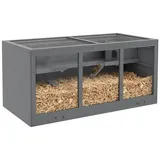 PawHut Hamsterkäfig Nagerkäfig Kleintierstall aus Holz Kleintierkäfig Grau - Grau