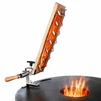 Flammlachsbrett 50x14 cm aus Buchenholz inkl. Edelstahlseitenhalterung für Grillplatten