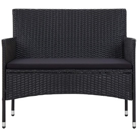 vidaXL Garten Lounge-Set mit Auflagen 2-Sitzer Bank schwarz/schwarz