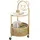 Costway Beistelltisch Glas mit Rollen, 2-Stufiger Glastisch Rund Gold