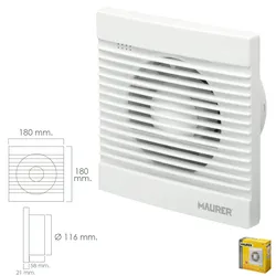 Badezimmer-Dunstabzug 16 Watt. Leistung: 116 mm.