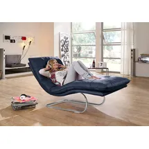 W.Schillig Relaxliege daily dreams Leder 75 x 91 x 170 cm Blau mit Kissen