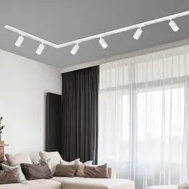 Briloner - Schienensystem Komplettset, 6x GU10 Spots schwenkbar, L-Form, Lichtschienensystem Decke, Strahler Schiene, Deckenlampe, Deckenleuchte, Spotlight, 2,25m, Weiß