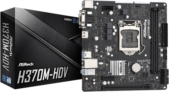 H370M-HDV Mainboard - Intel H370 - Intel LGA1151 socket - DDR4 RAM - Micro-ATX